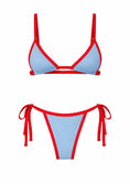 Заредете изображението в програмата за преглед на галерия, Бикини с небесносин и пикантен червен кант