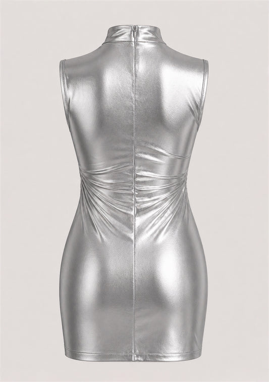 Soft Silver Mini Dress