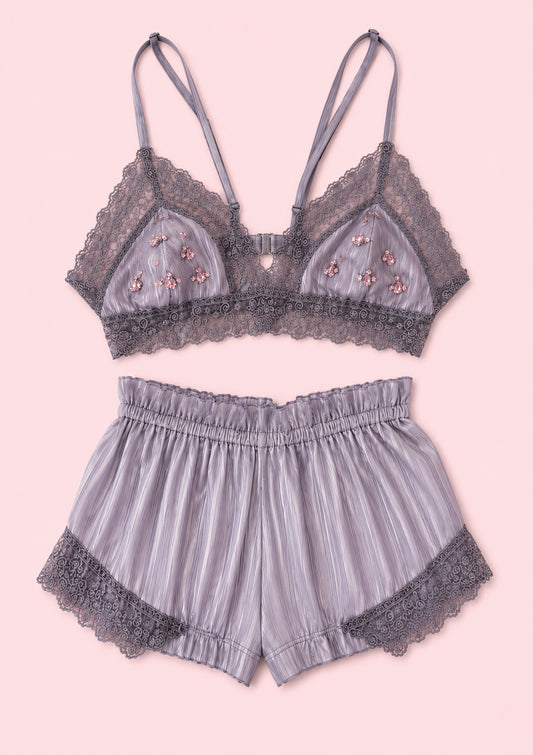 Grey Lace Lounge Set