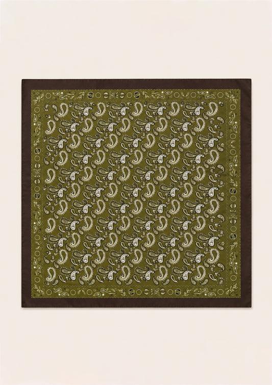 Olive Paisley Satin Scarf