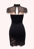 Заредете изображението в програмата за преглед на галерия, Black dress with lace detailing on a white background
