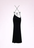 Заредете изображението в програмата за преглед на галерия, Black slip dress with thin straps on a light pink background