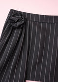 Заредете изображението в програмата за преглед на галерия, Black pinstripe skirt with a flower detail on a pink background