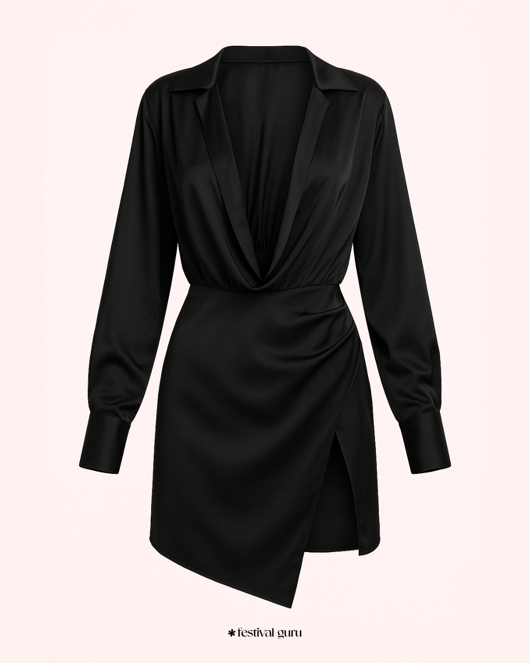 Black shirt dress on a white background