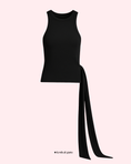 Заредете изображението в програмата за преглед на галерия, Black sleeveless top with a tie detail on a light pink background