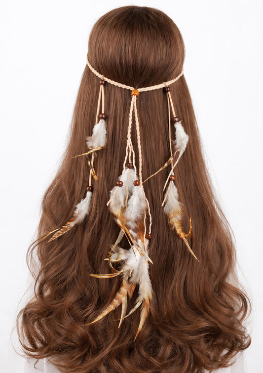 Аксесоар за коса с плетени пера