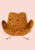 Load image into Gallery viewer, Crochet Cowboy Hat with Shell & Bead Detail