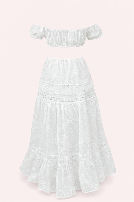 Lacy Off-Shoulder Maxi Set