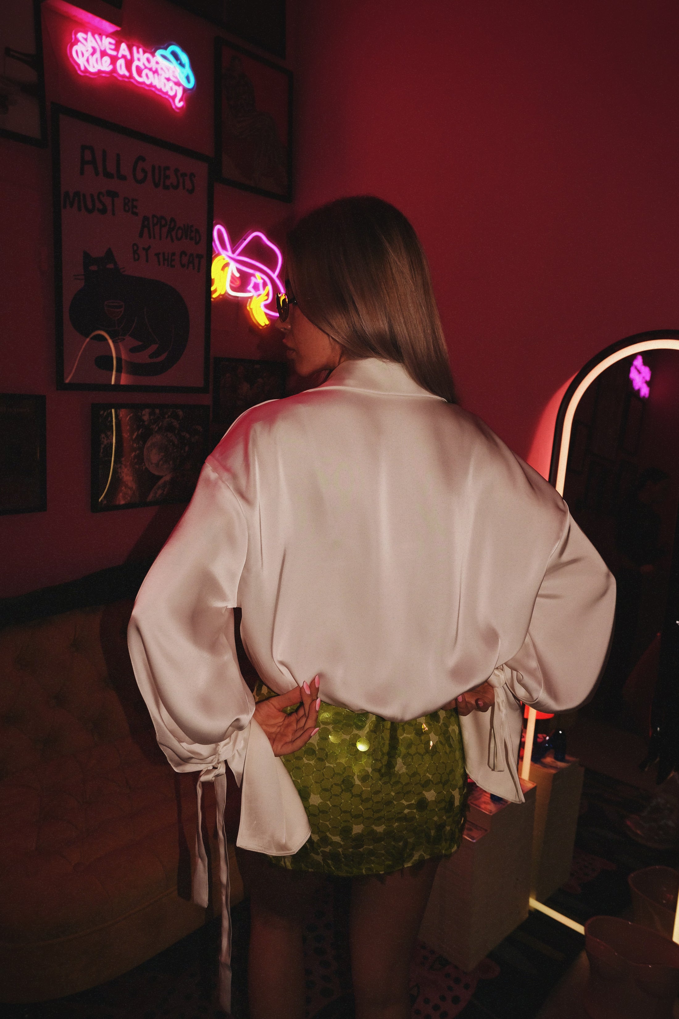 White Satin Knot & Twist Crop Shirt