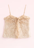 Заредете изображението в програмата за преглед на галерия, Gold sequin top with a bow on a white background