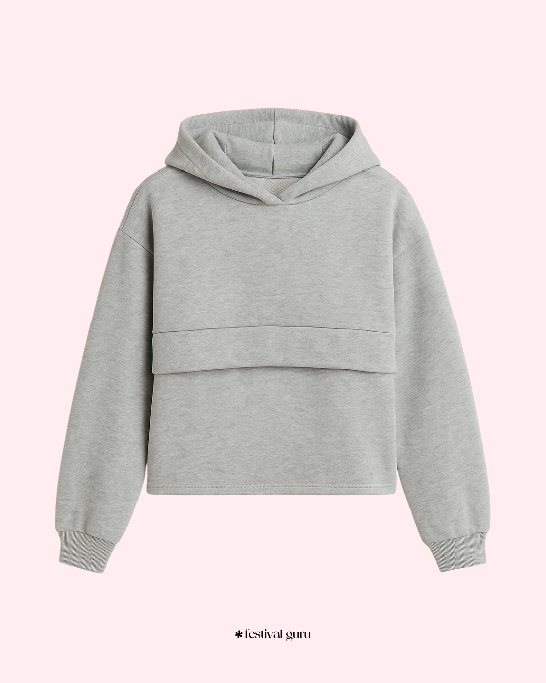 Gray hoodie on a light pink background
