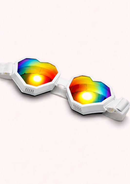 Colorful goggles with white frame on a white background