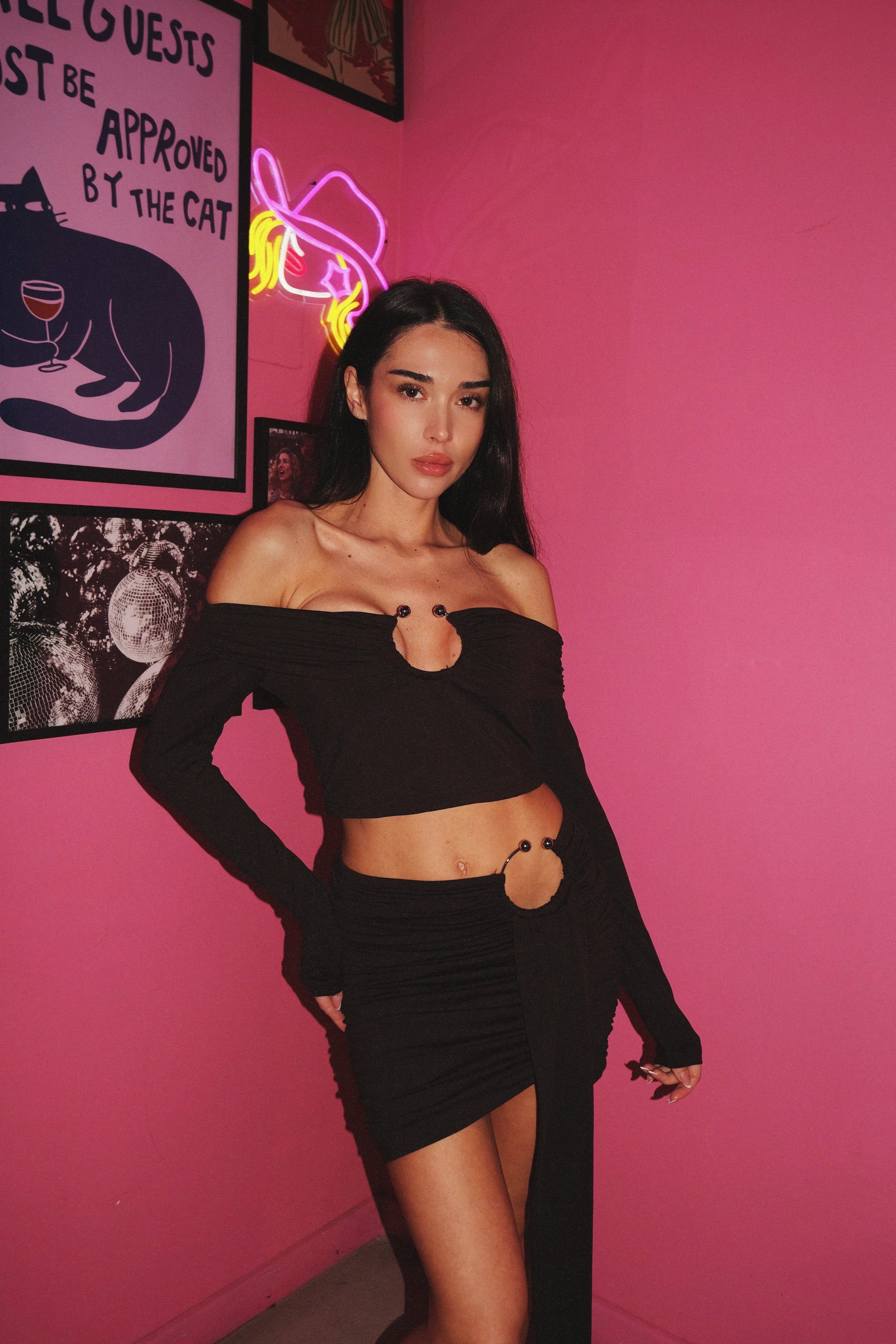 Skirt set with blouse with hoop