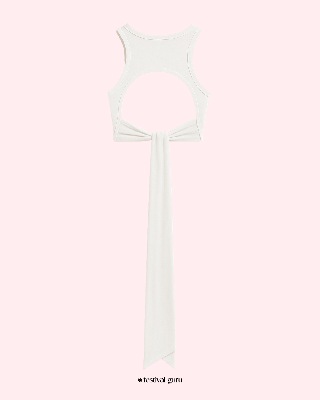 White tank top with a bow detail on a white background