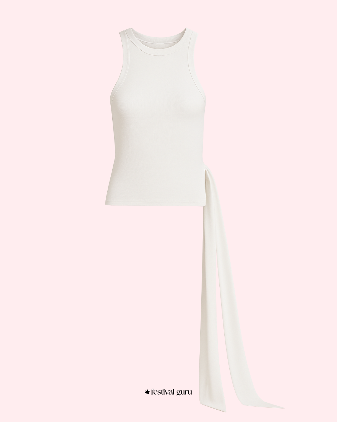 White top on a light pink background with 'Festival Guru' branding.