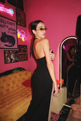 Load image into Gallery viewer, black long dress with a sleek silhouette