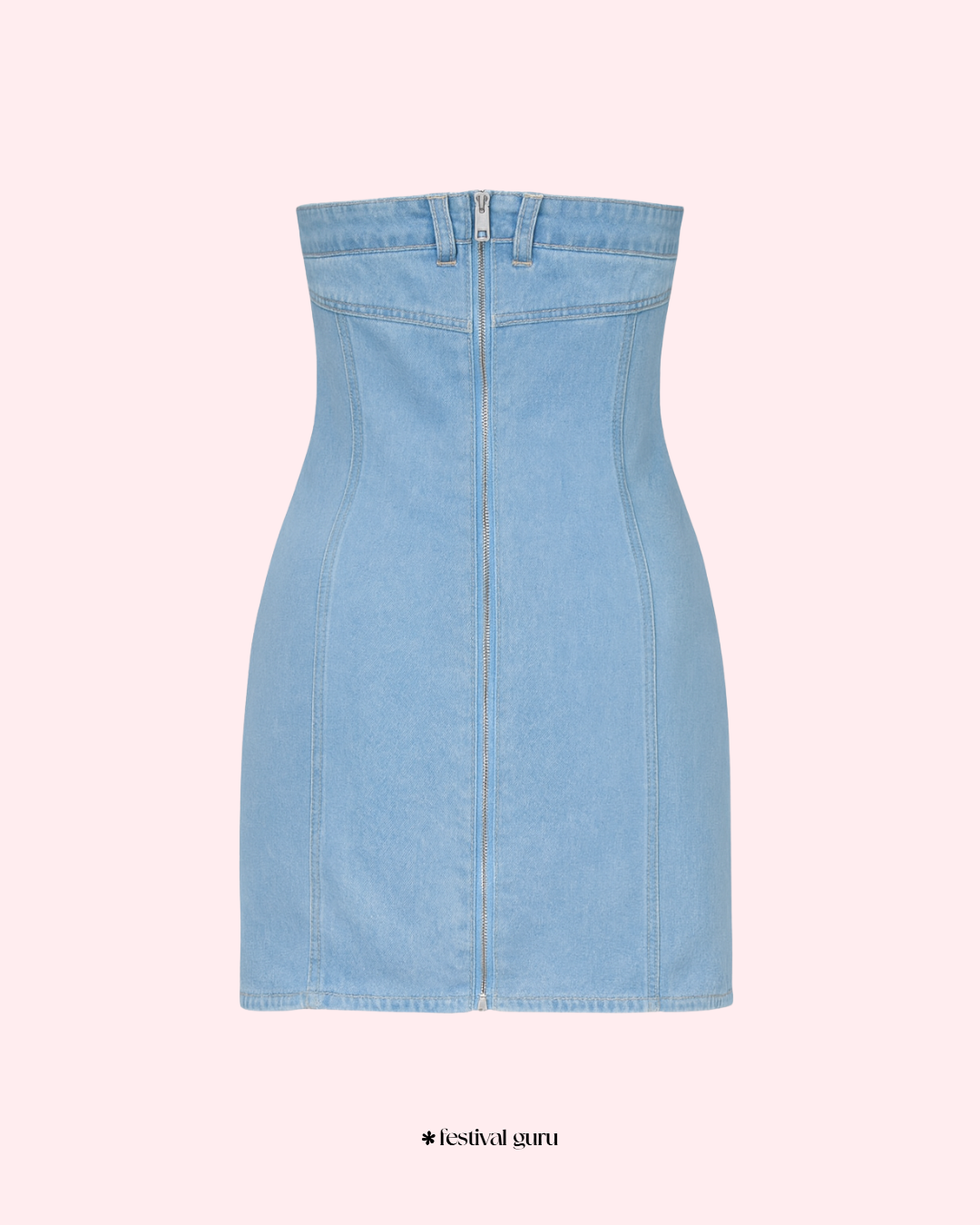 Light blue denim dress on a white background