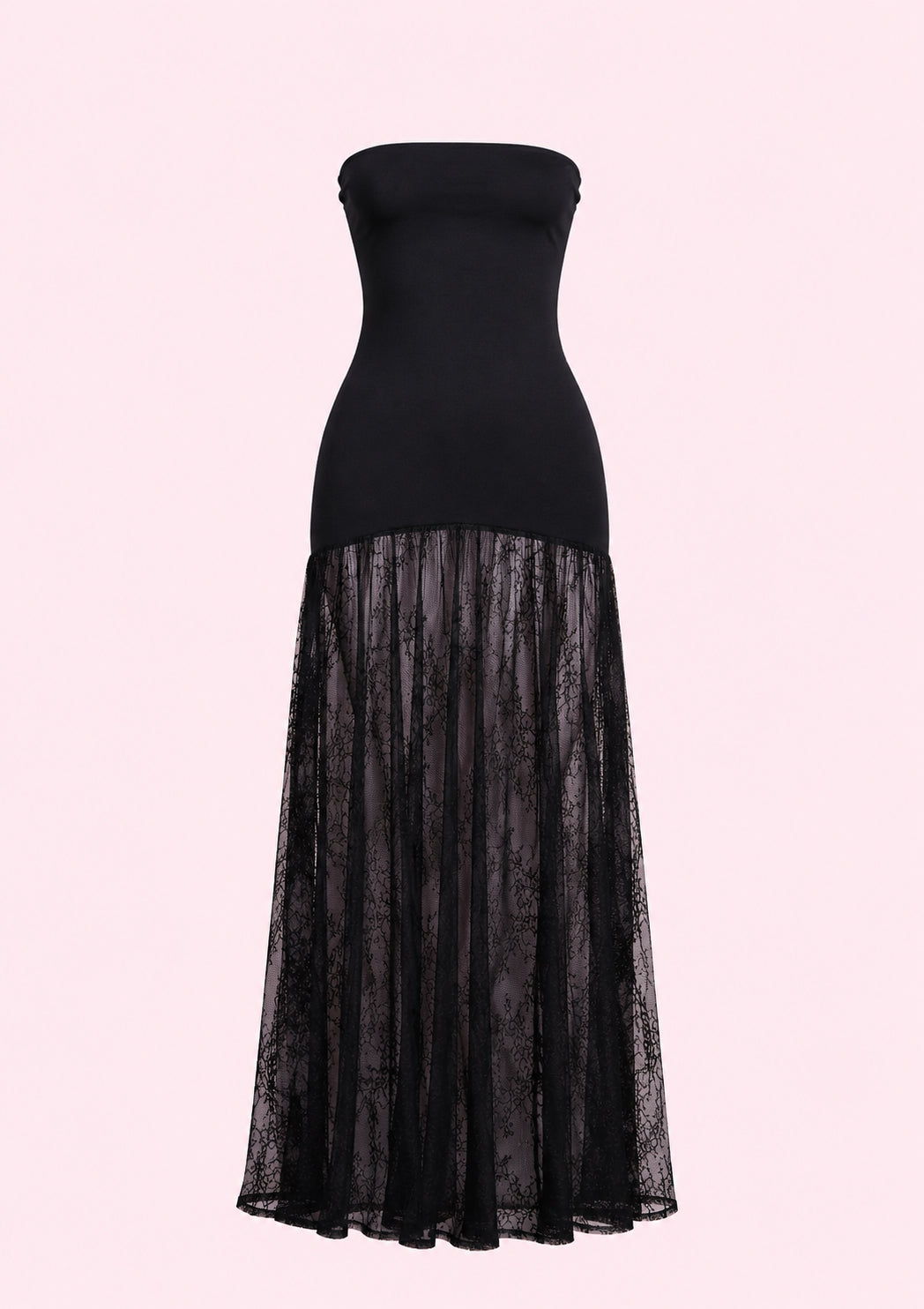 Strapless Lace Maxi Dress