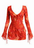Short red patterned dress