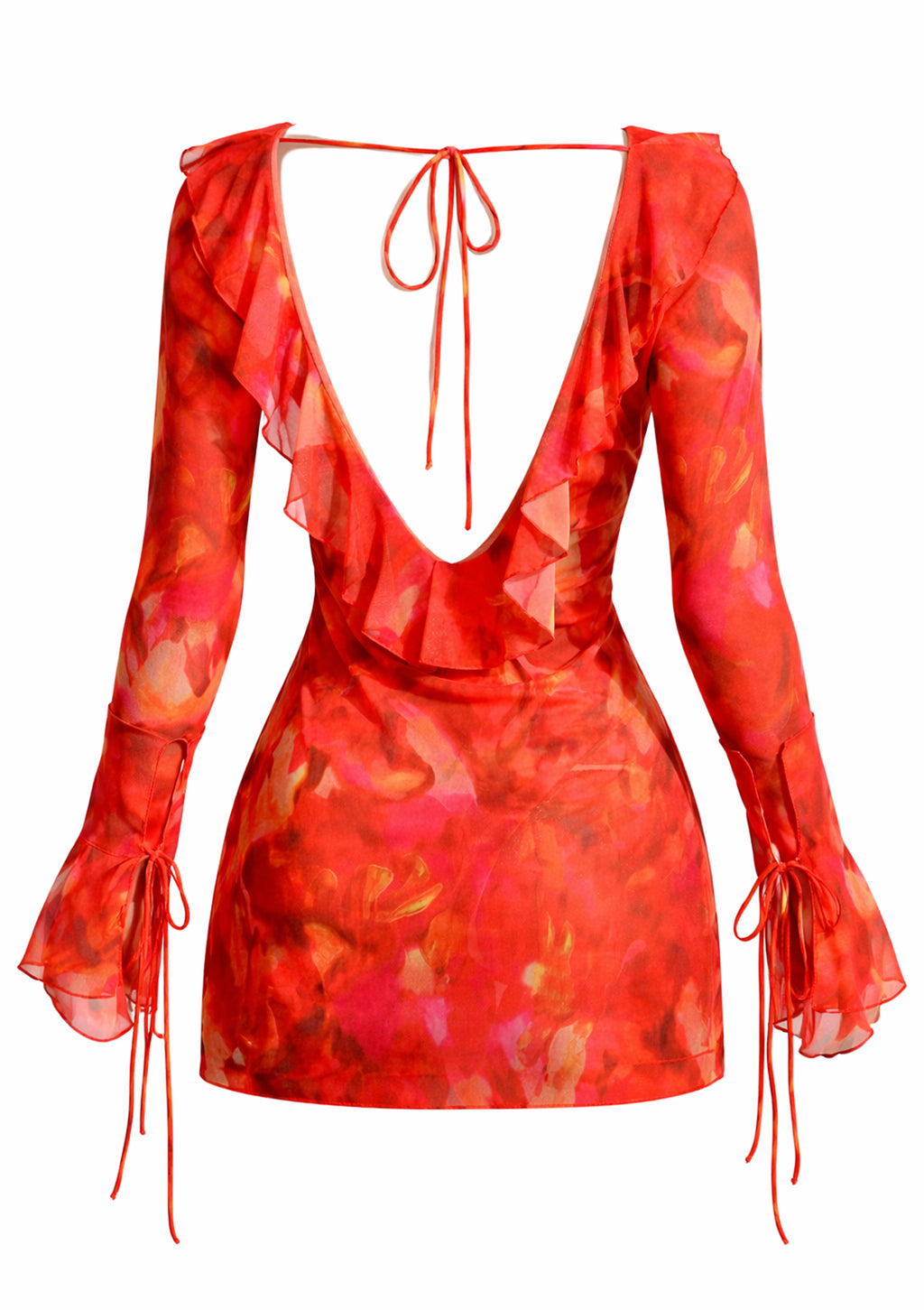 Short red patterned dress