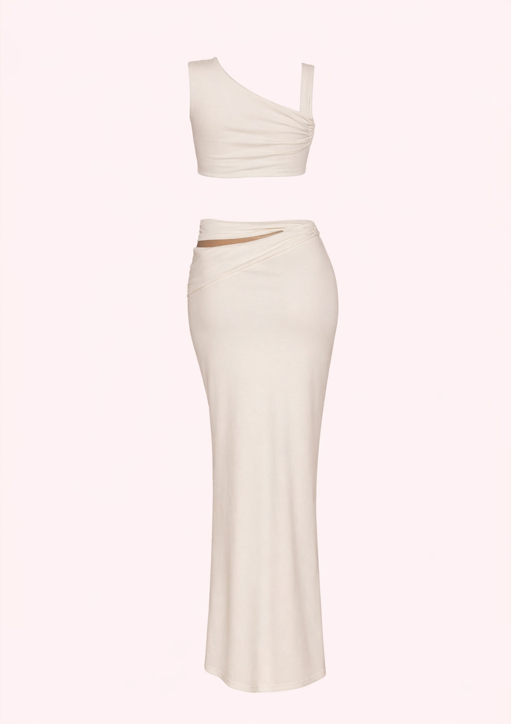 Set with long skirt and top in white