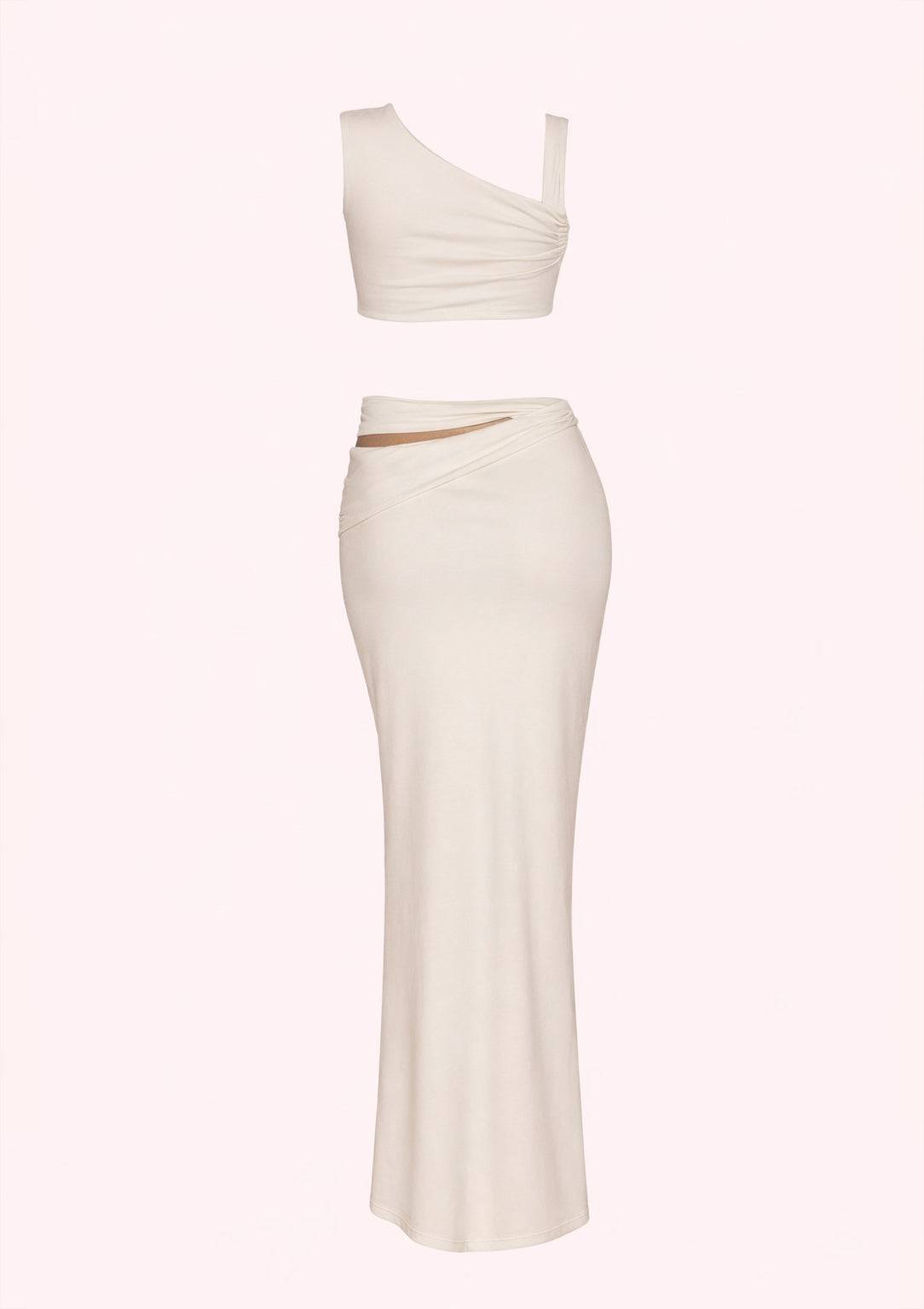 Set with long skirt and top in white