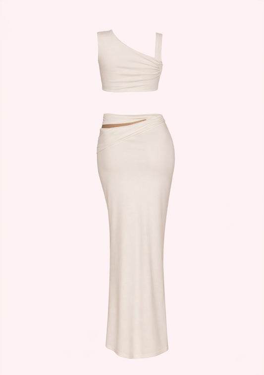Set with long skirt and top in white