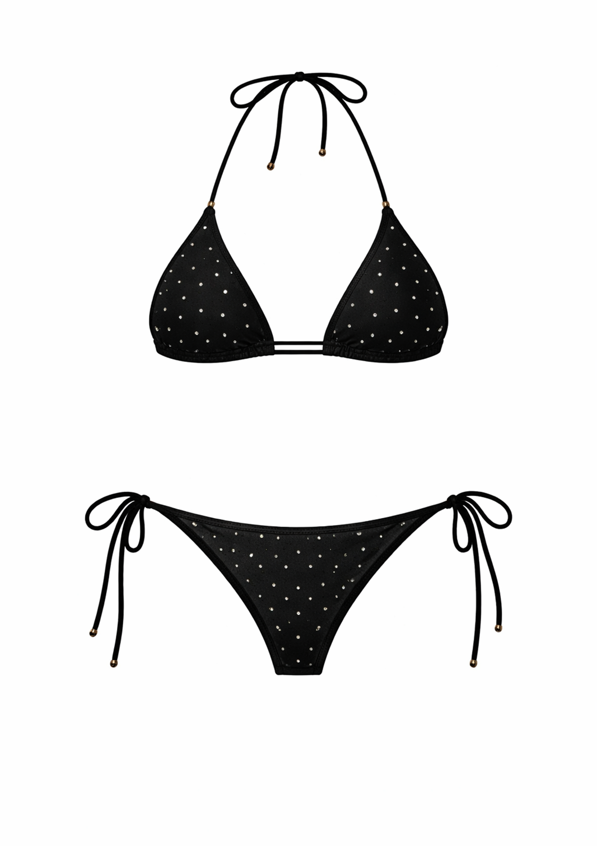 Black Crystal Triangle Bikini Set
