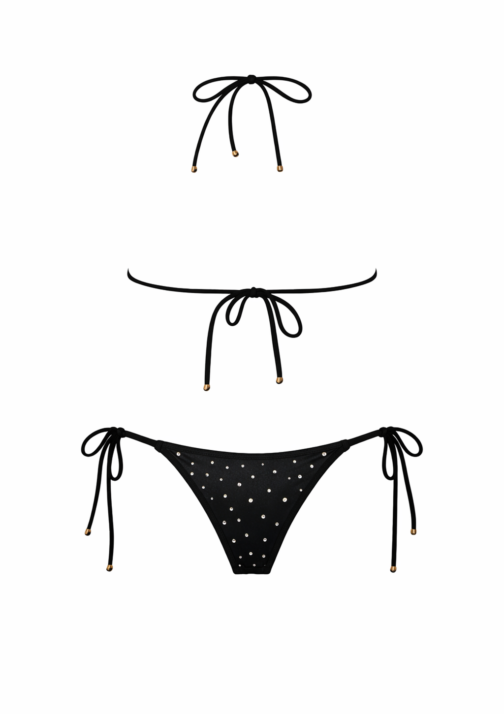 Black Crystal Triangle Bikini Set