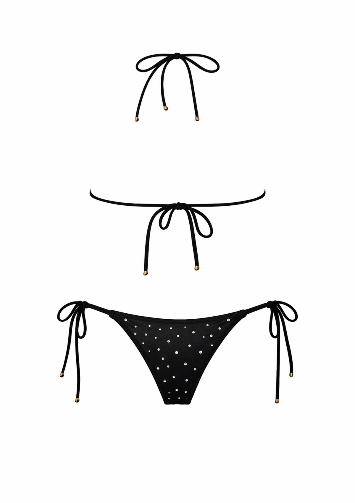 Black Crystal Triangle Bikini Set