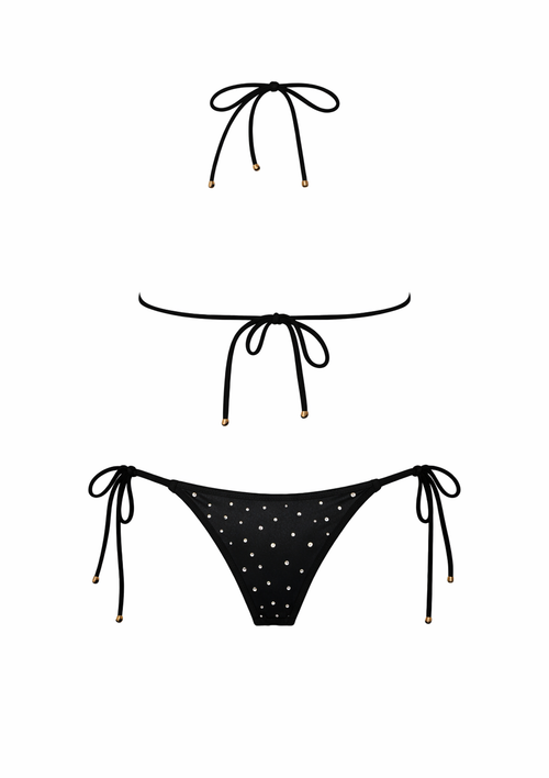 Black Crystal Triangle Bikini Set