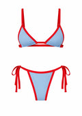 Sky Blue & Spicy Red Trim Bikini