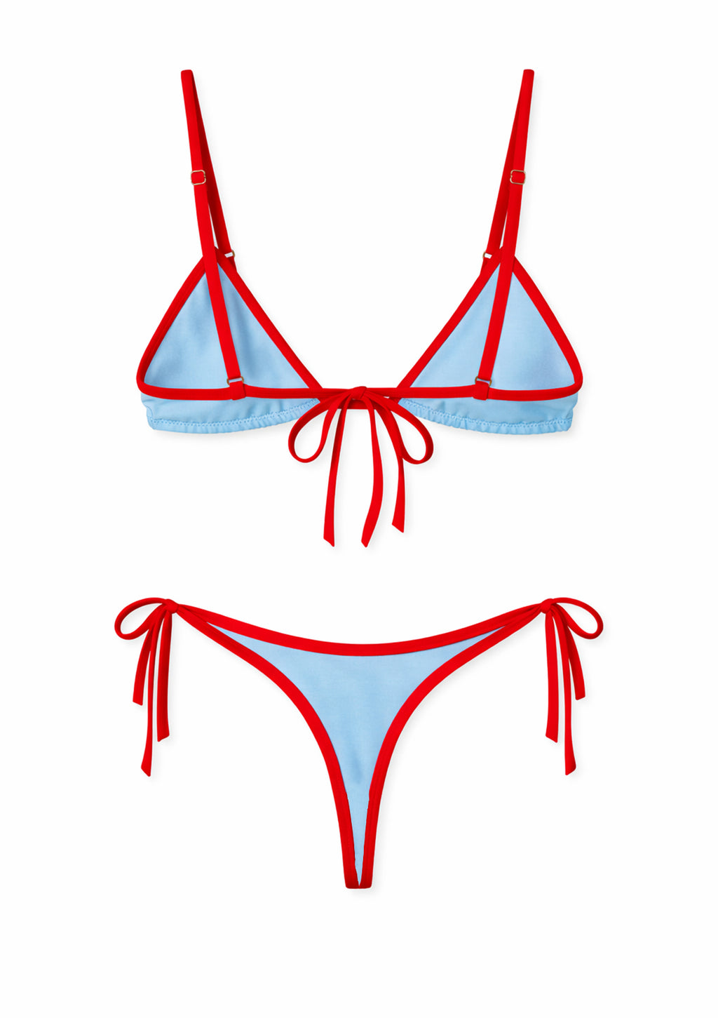 Sky Blue & Spicy Red Trim Bikini
