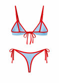 Заредете изображението в програмата за преглед на галерия, Бикини с небесносин и пикантен червен кант
