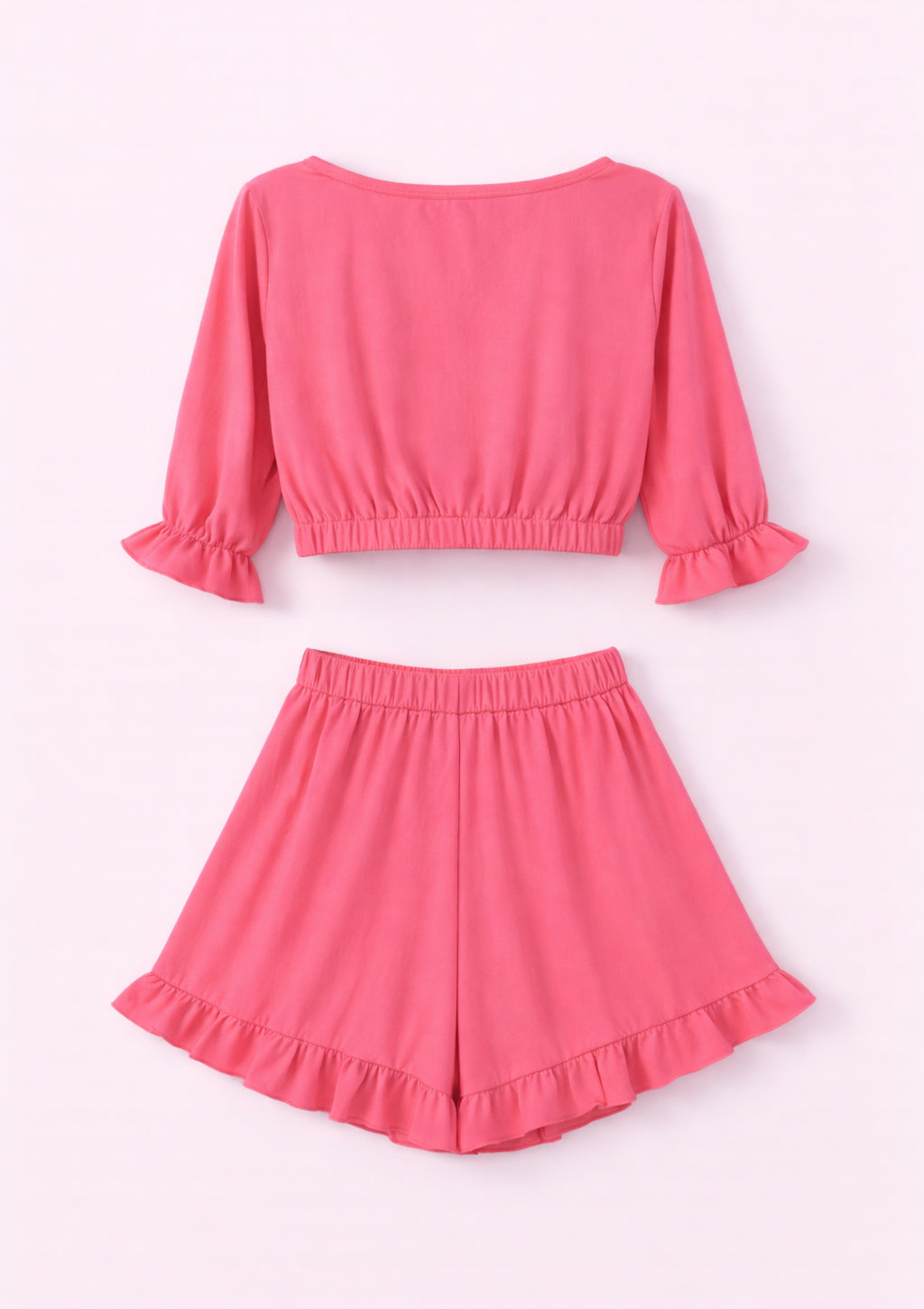 Pink Ruffle Top & Shorts Set
