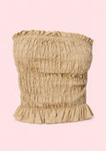 Beige Cotton Top and Wide-Leg Pants Set