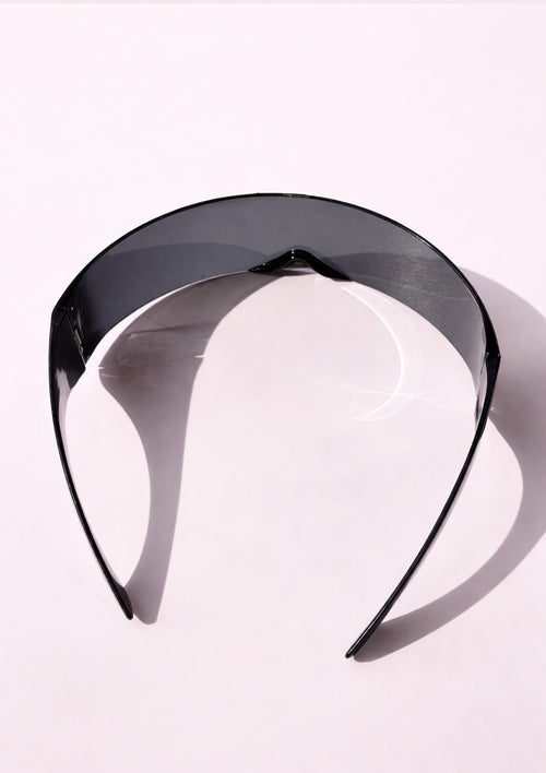 Black Futuristic Shield Sunglasses
