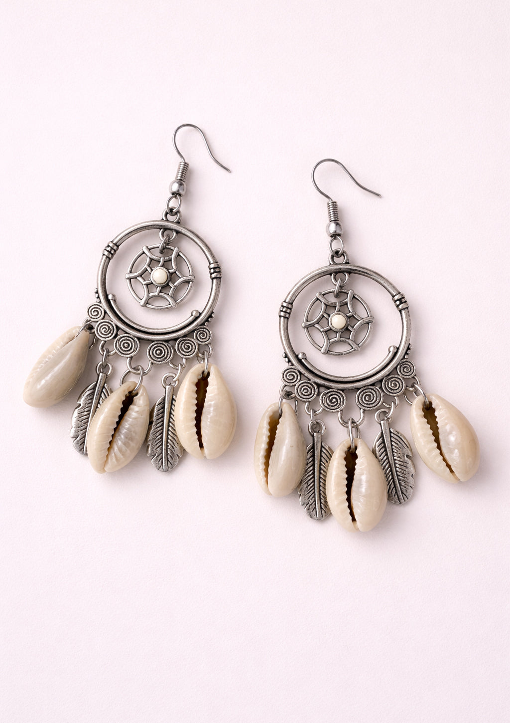 Boho Shell Dreamcatcher Earrings