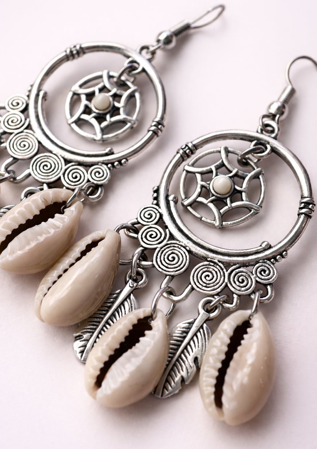 Boho Shell Dreamcatcher Earrings