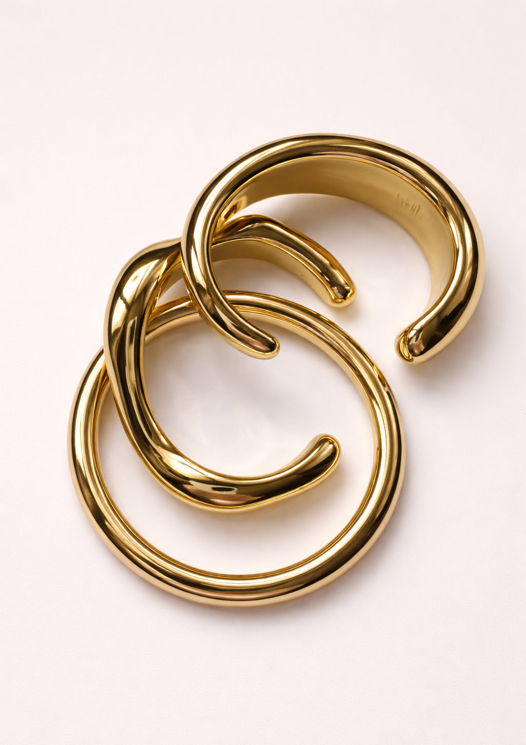 Gold Sculptural Cuff Bracelet Set