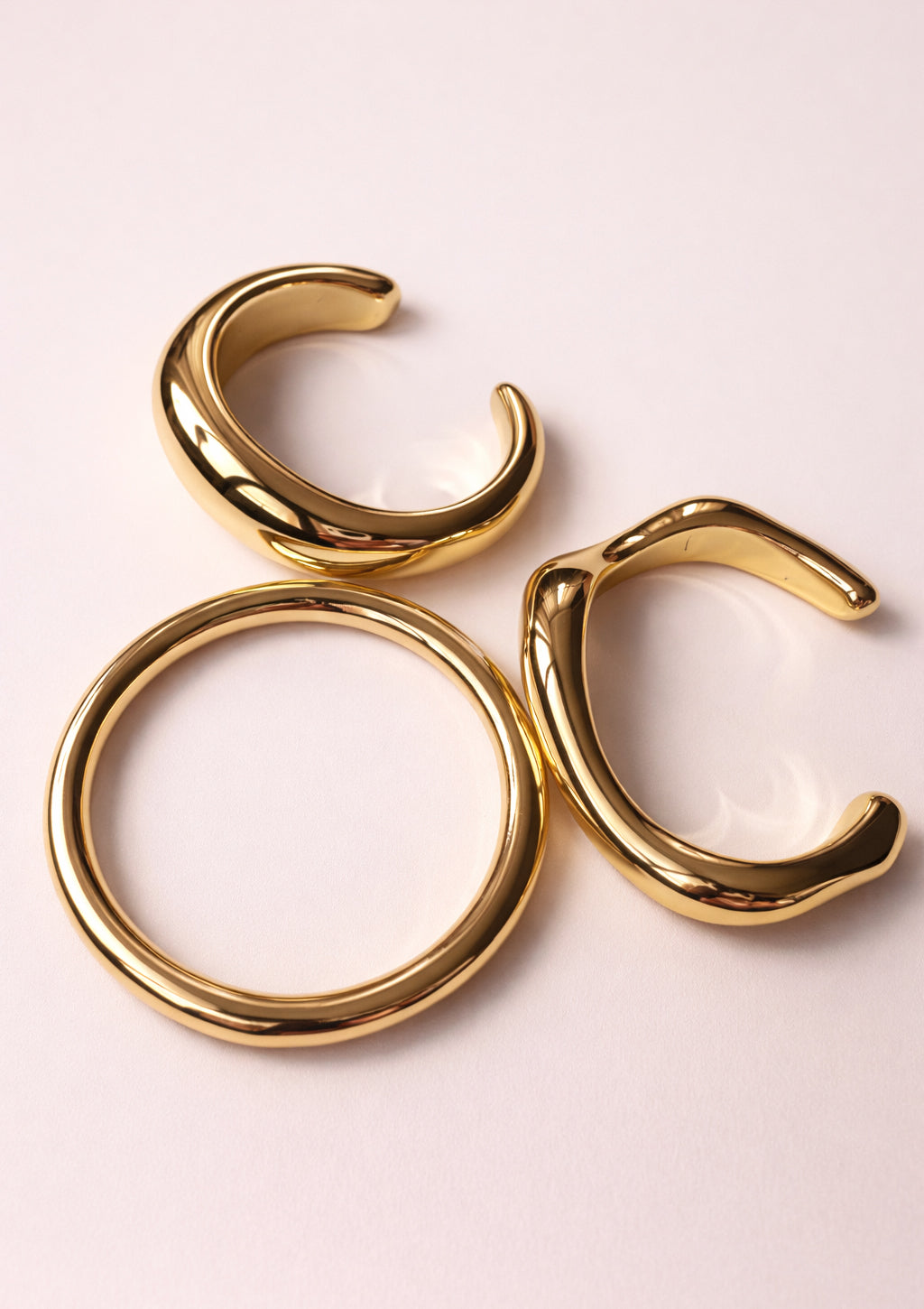 Gold Sculptural Cuff Bracelet Set