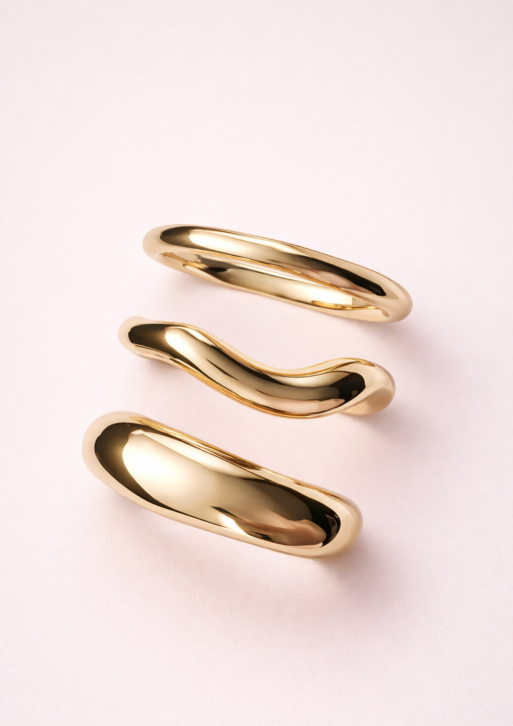 Gold Sculptural Cuff Bracelet Set