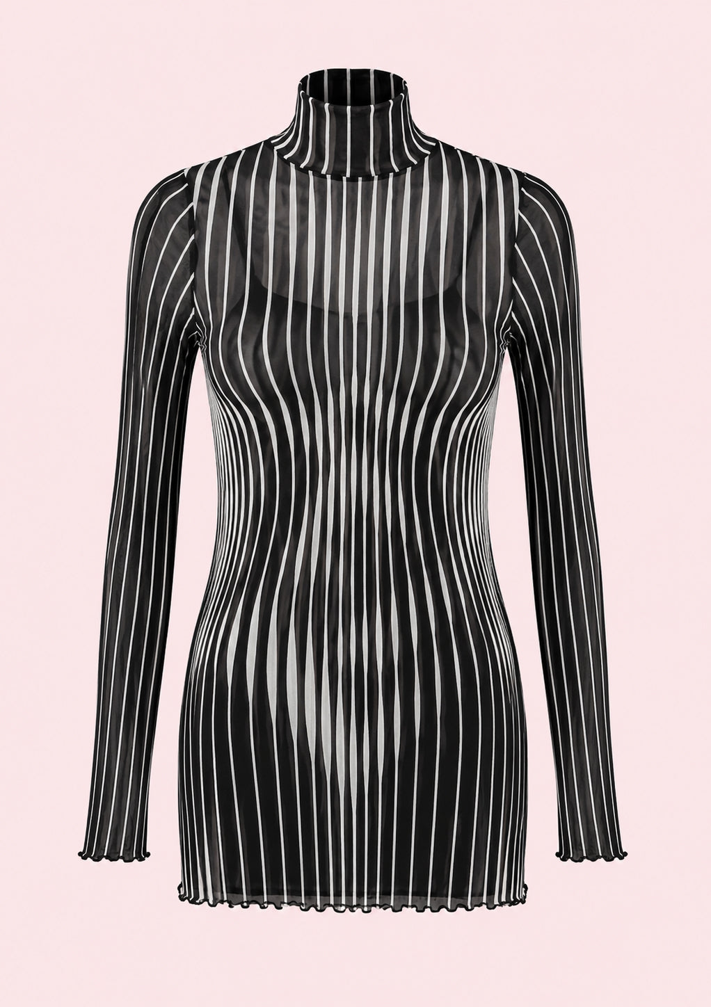 Sheer Striped Mesh Dress