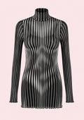 Sheer Striped Mesh Dress