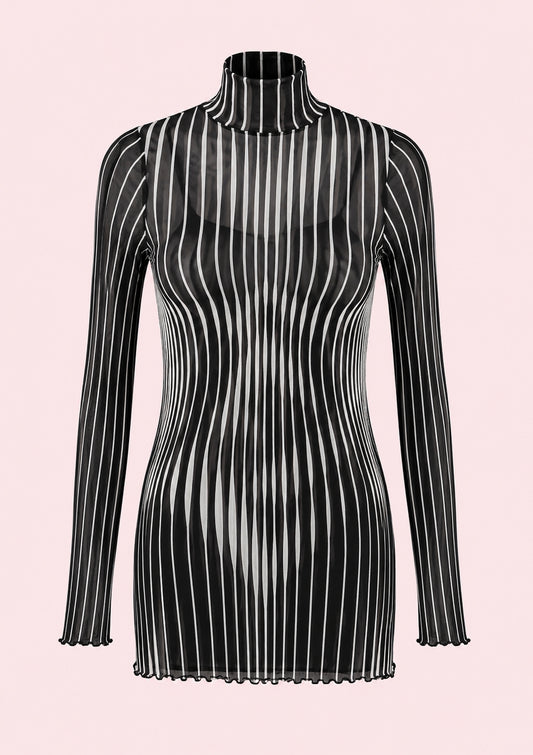 Sheer Striped Mesh Dress