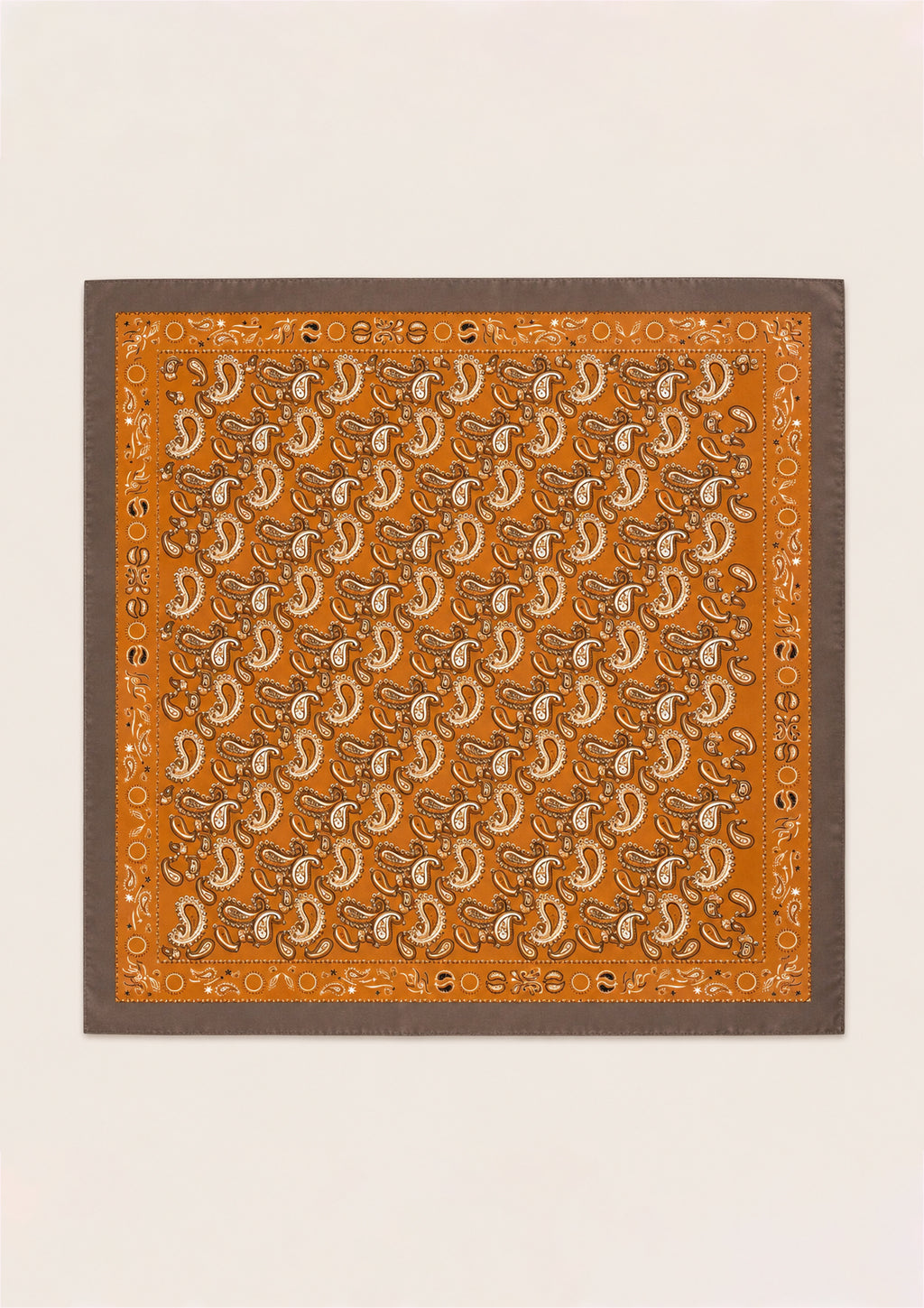 Paisley Satin Scarf in Rust & Brown