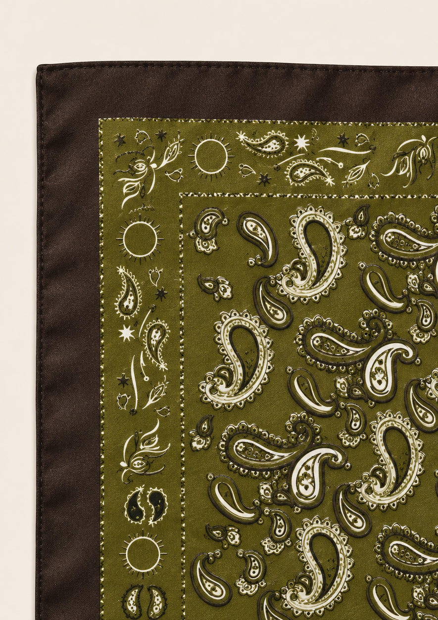 Olive Paisley Satin Scarf