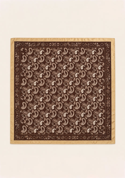 Chocolate Paisley Satin Scarf
