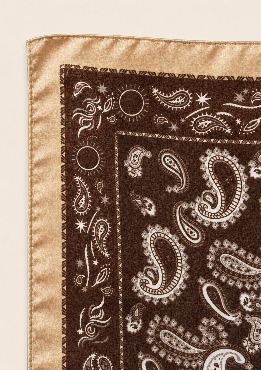 Chocolate Paisley Satin Scarf