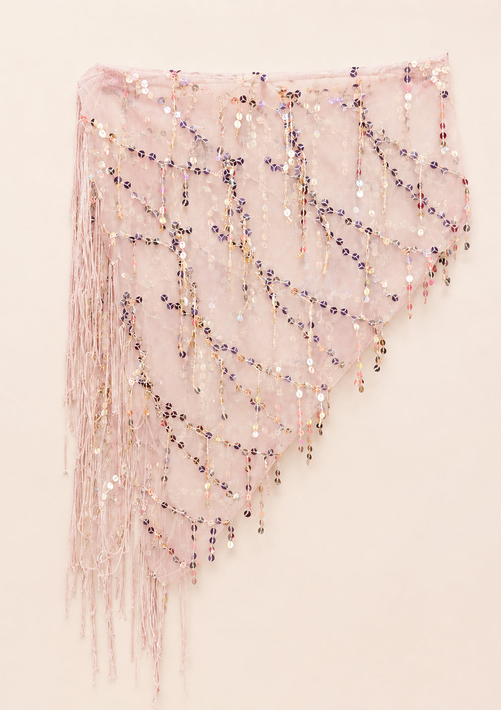 Blush Sequin Fringe Festival Scarf